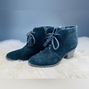 Blondo Black Suede Tassel Tie Booties 8